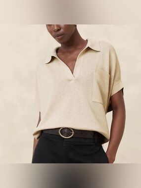 Banana Republic Oversized Johnny Collar Sweater in Oatmeal Heather Size XS/S